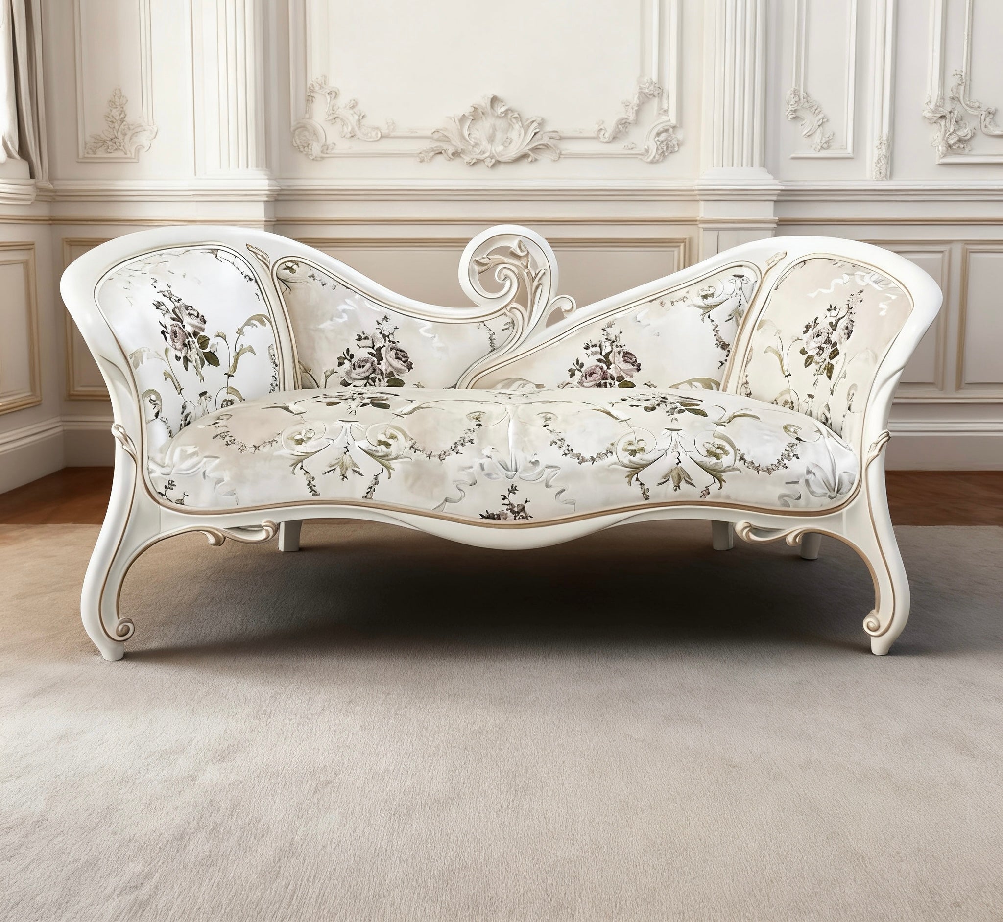 Eternal Bloom French Vintage Ottoman Bench image 0
