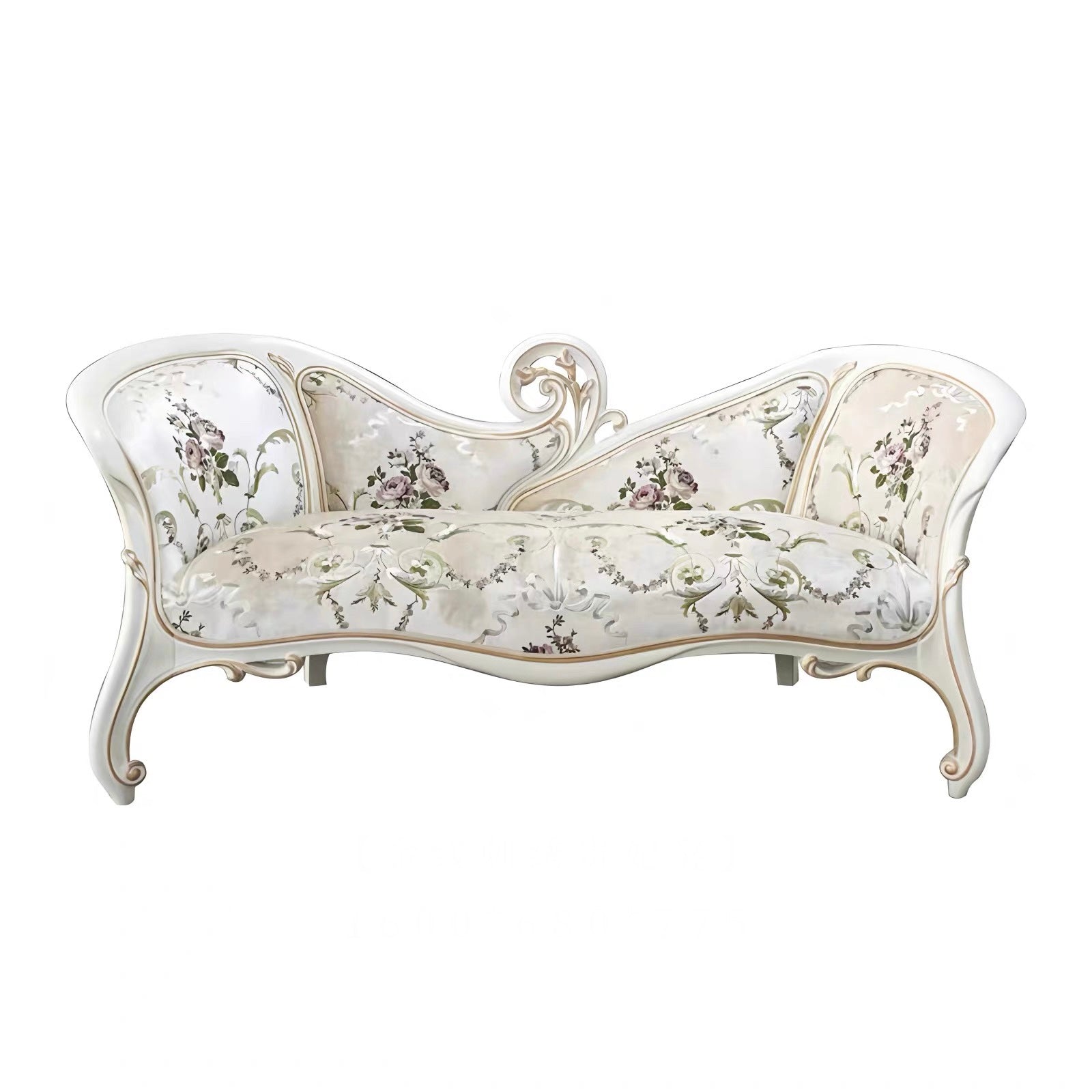 Eternal Bloom French Vintage Ottoman Bench image 5