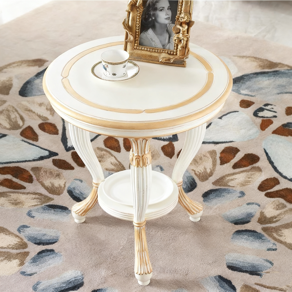 White Elegance French Vintage Side Table image 0