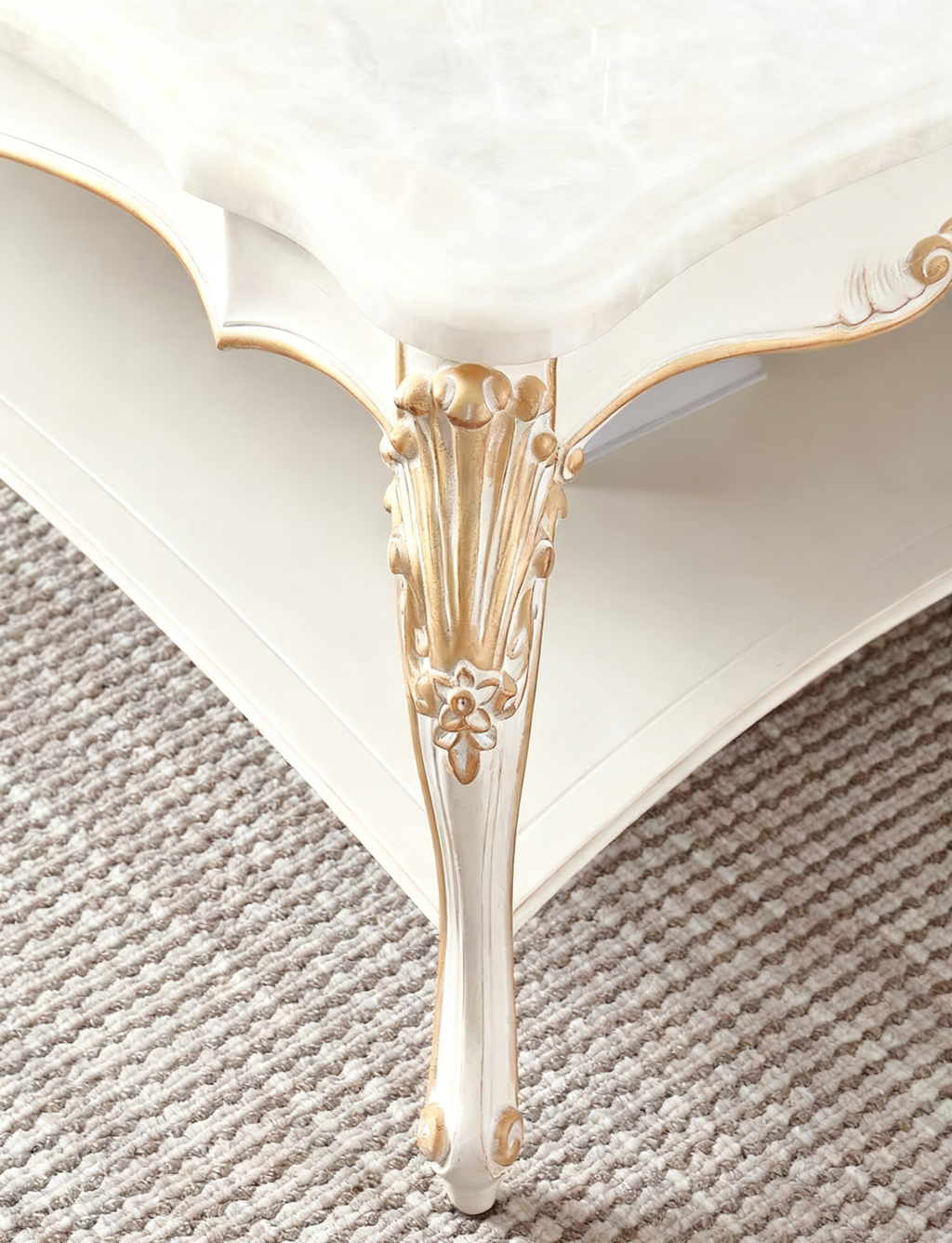 Regal Bloom French Vintage Marble Coffee Table image 2