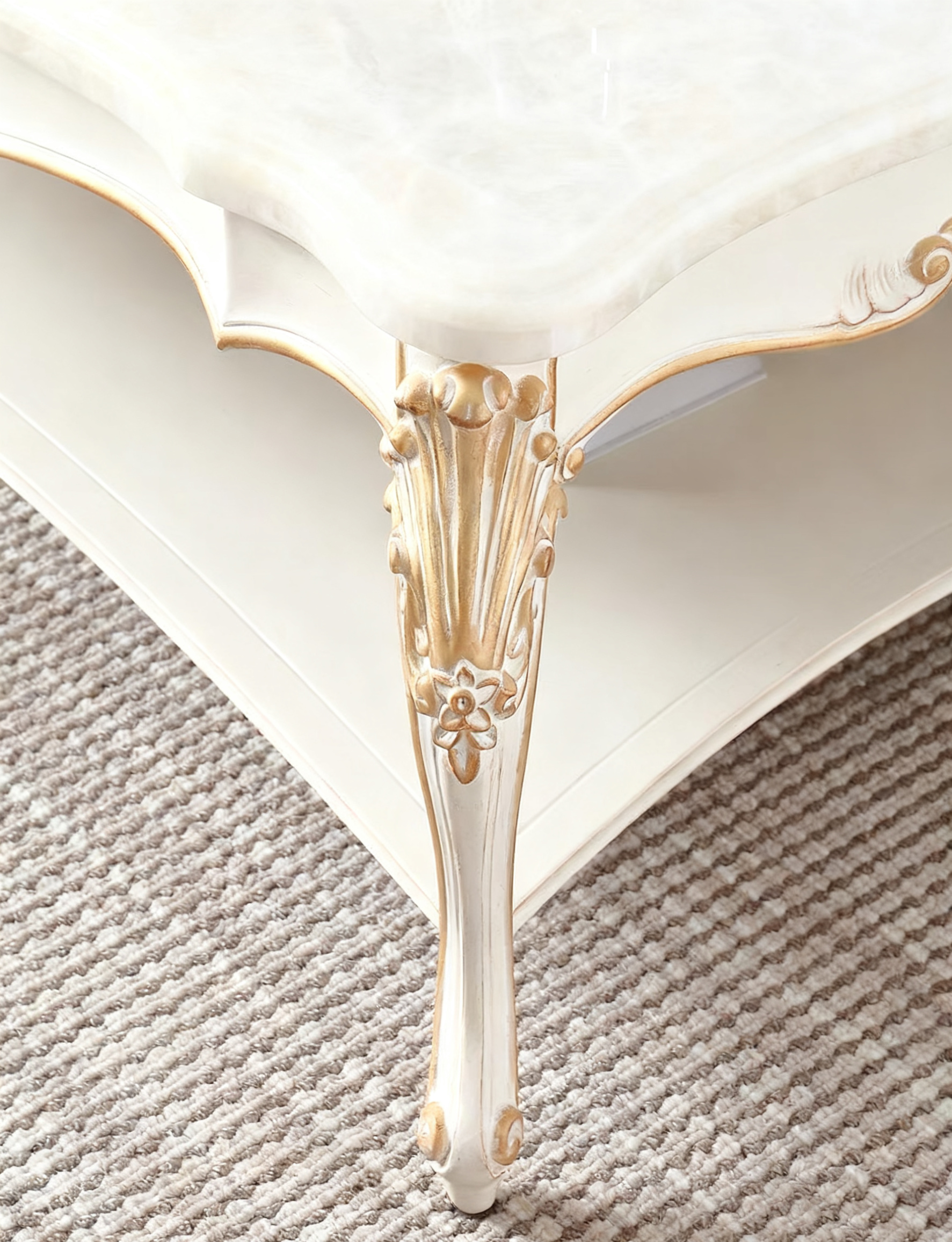 Regal Bloom French Vintage Marble Coffee Table image 2