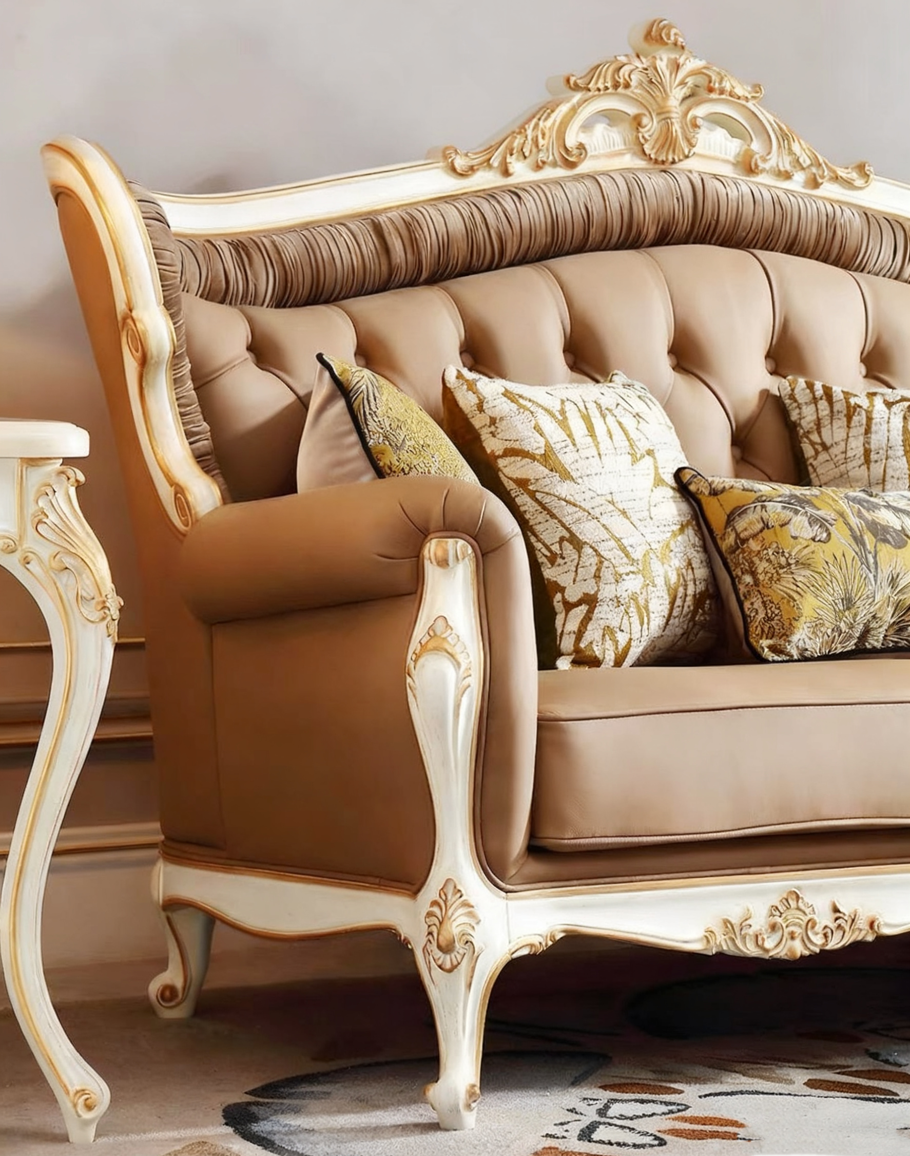 Regal Carved French Vintage Sofa image 7
