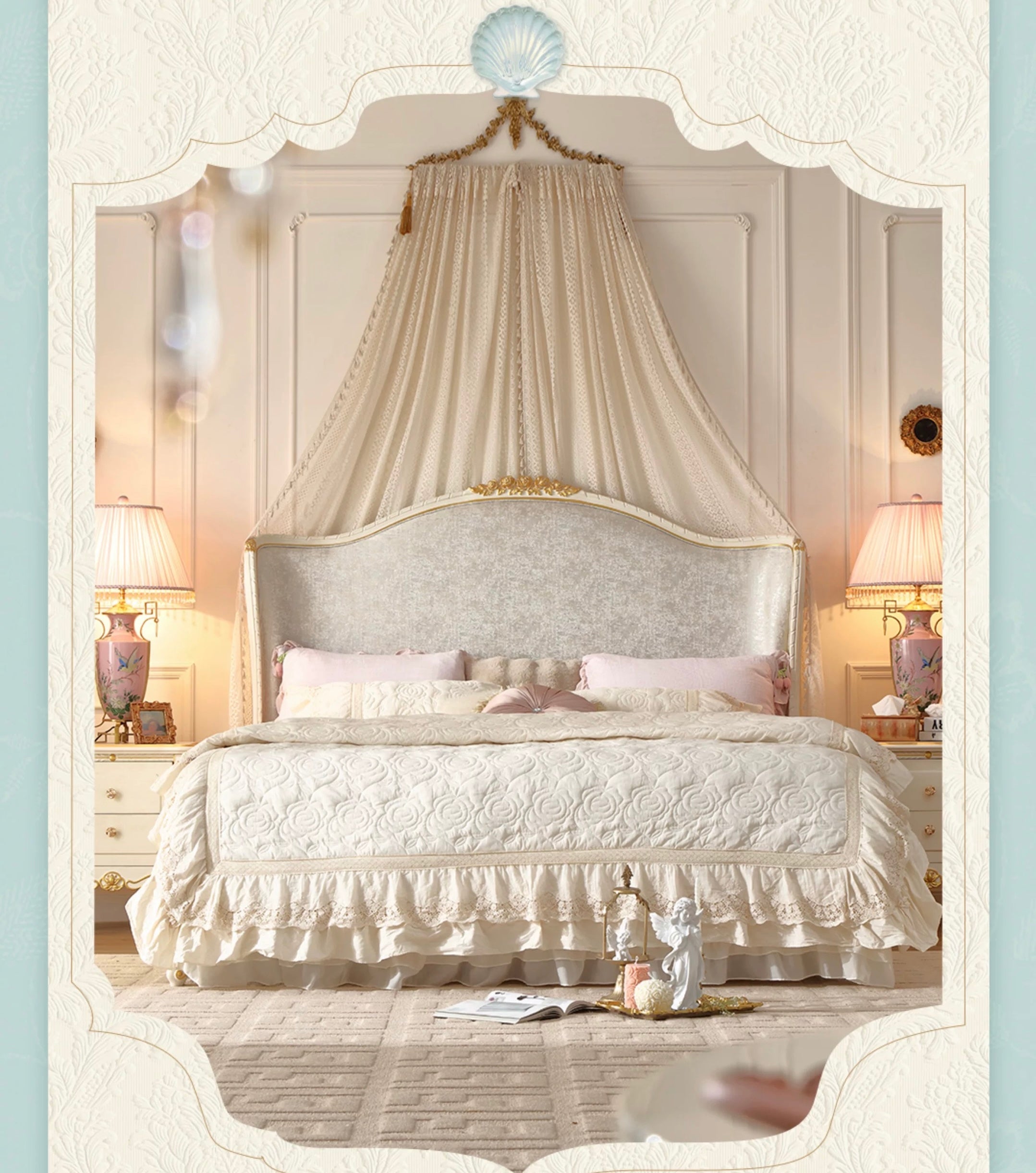 Luna White French Vintage Bedside Table image 6