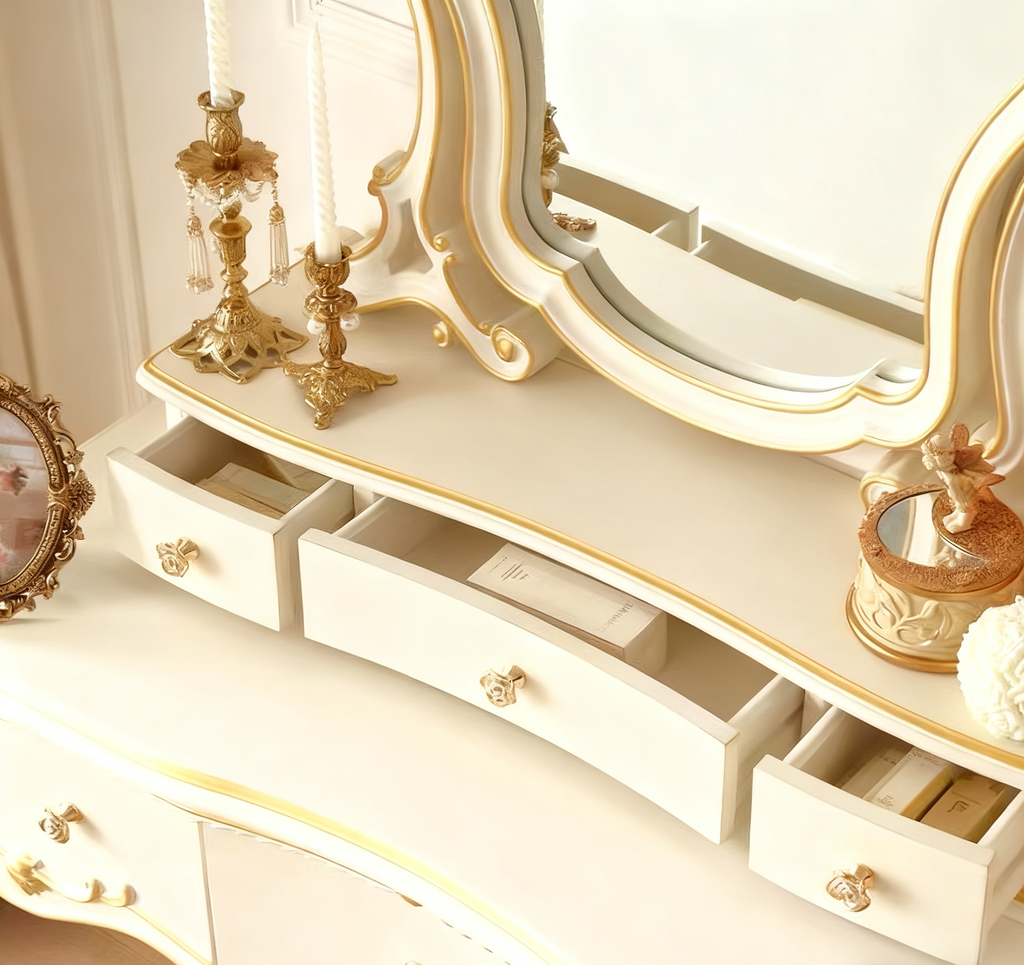 Ivory Grace French Vintage Dressing Table & Stool image 6