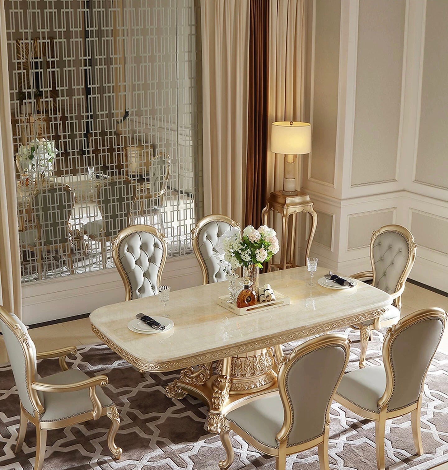 Rose Manor French Marble Dining Table image 0