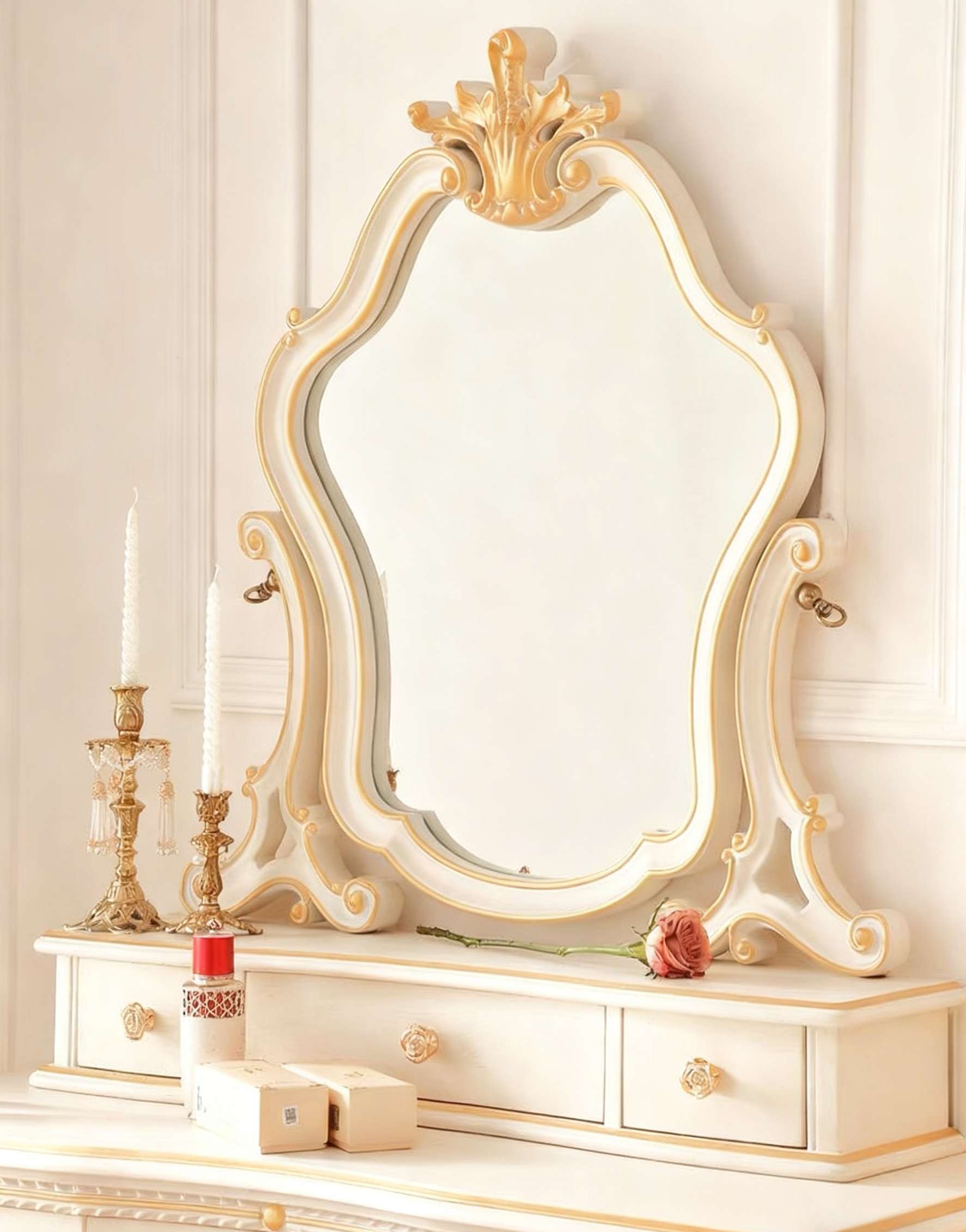 Ivory Grace French Vintage Dressing Table & Stool image 1
