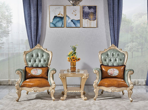 Classic French Provincial style luxury silver leaf armchairs / leisure chairs- GrandLiving Luxe
