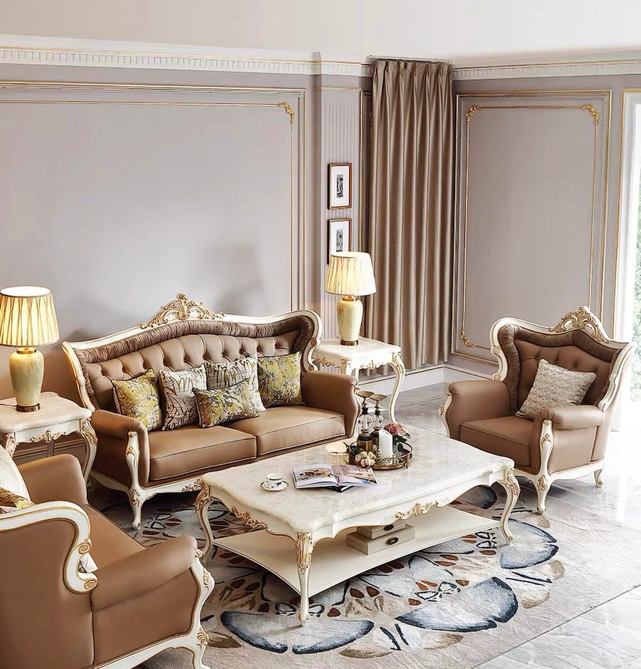 Regal Bloom French Vintage Marble Coffee Table image 5