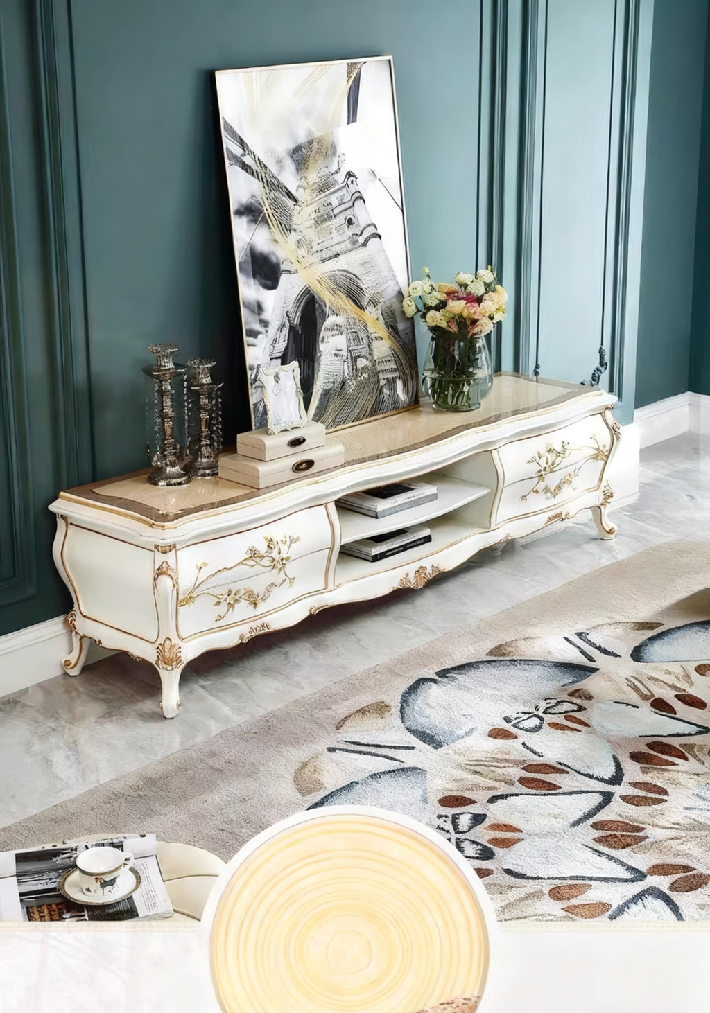 Ivory Luxe French Vintage TV Cabinet image 9