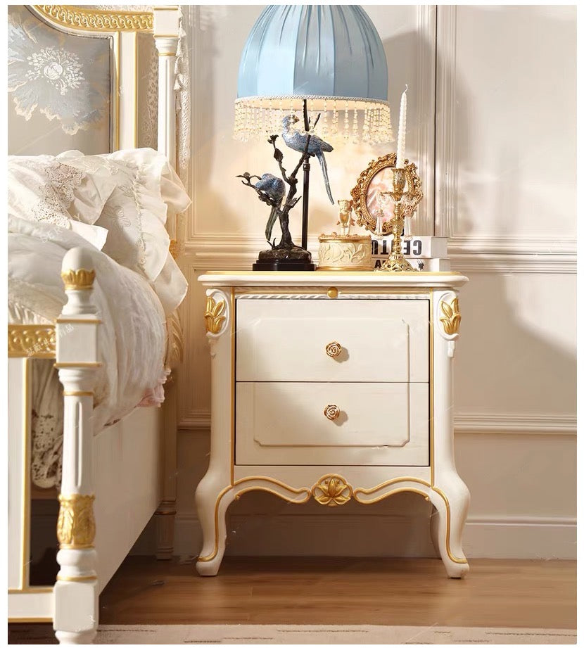 Luna White French Vintage Bedside Table image 0