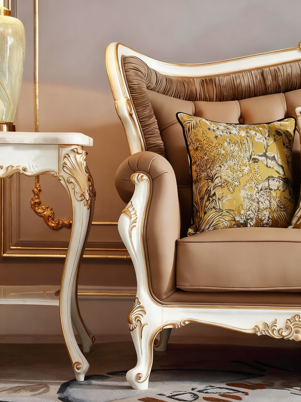 Regal Carved French Vintage Sofa image 6