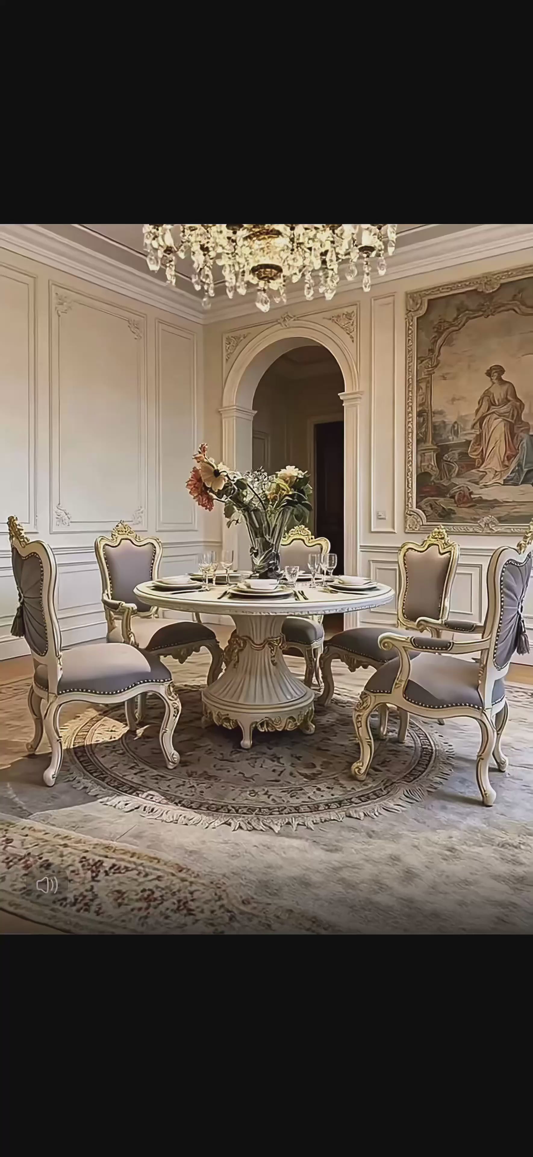 Luna White French Dining Table with hand-carved details and gold leaf accents | GrandLiving Luxe 9
